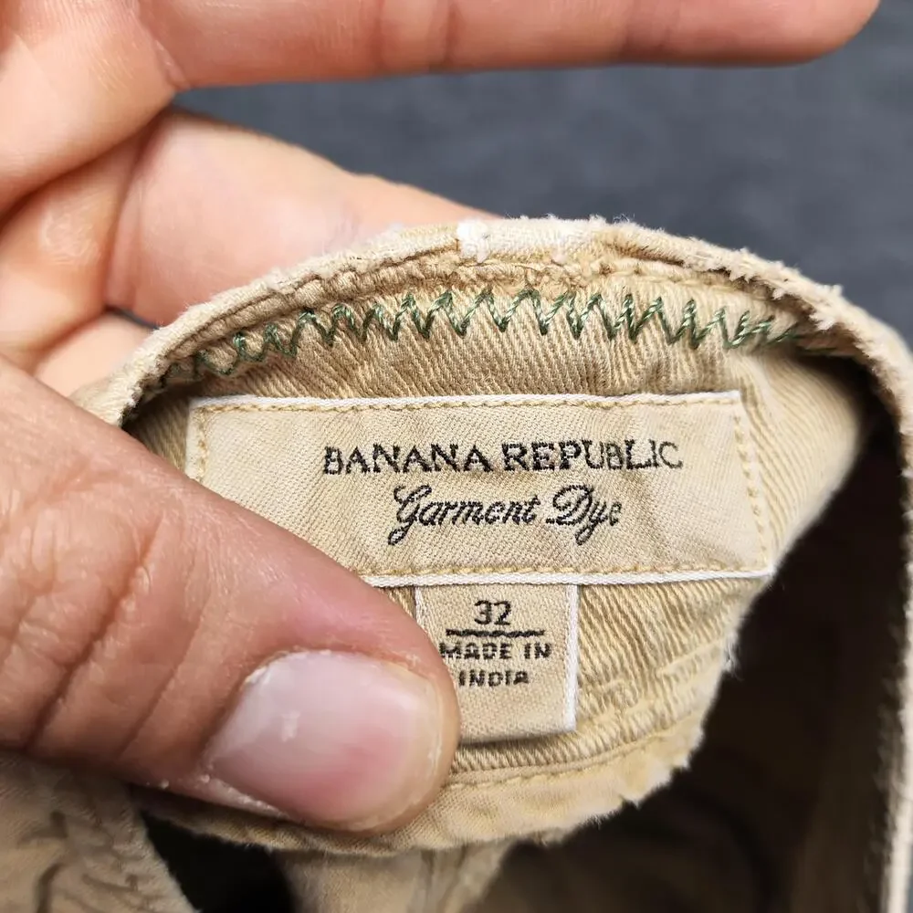Banana Republic Shorts Mens 32 Beige Cargo Cotton Canvas Relaxed Fit Pockets